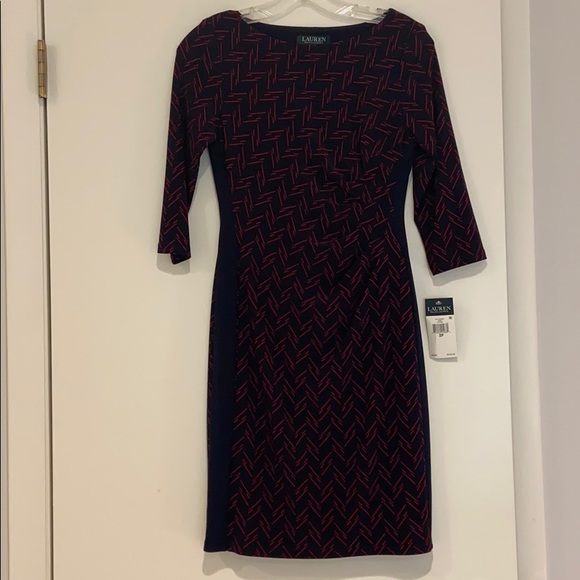 NWT Ralph Lauren Long Sleeve Navy and Red Dress 2P - Picture 6 of 13
